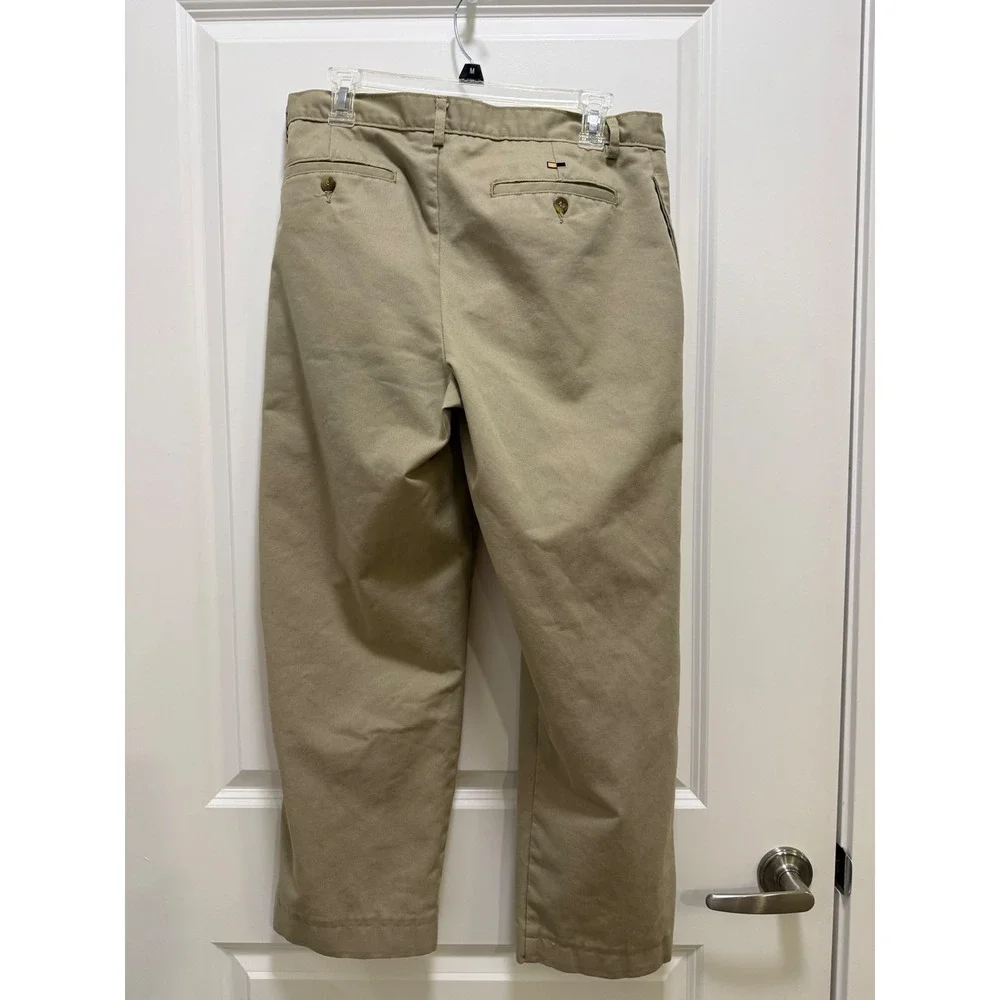Dennis Uniform Mens Khaki Chino Pants Tan Straight Leg Style 077000 Size 32x26.5